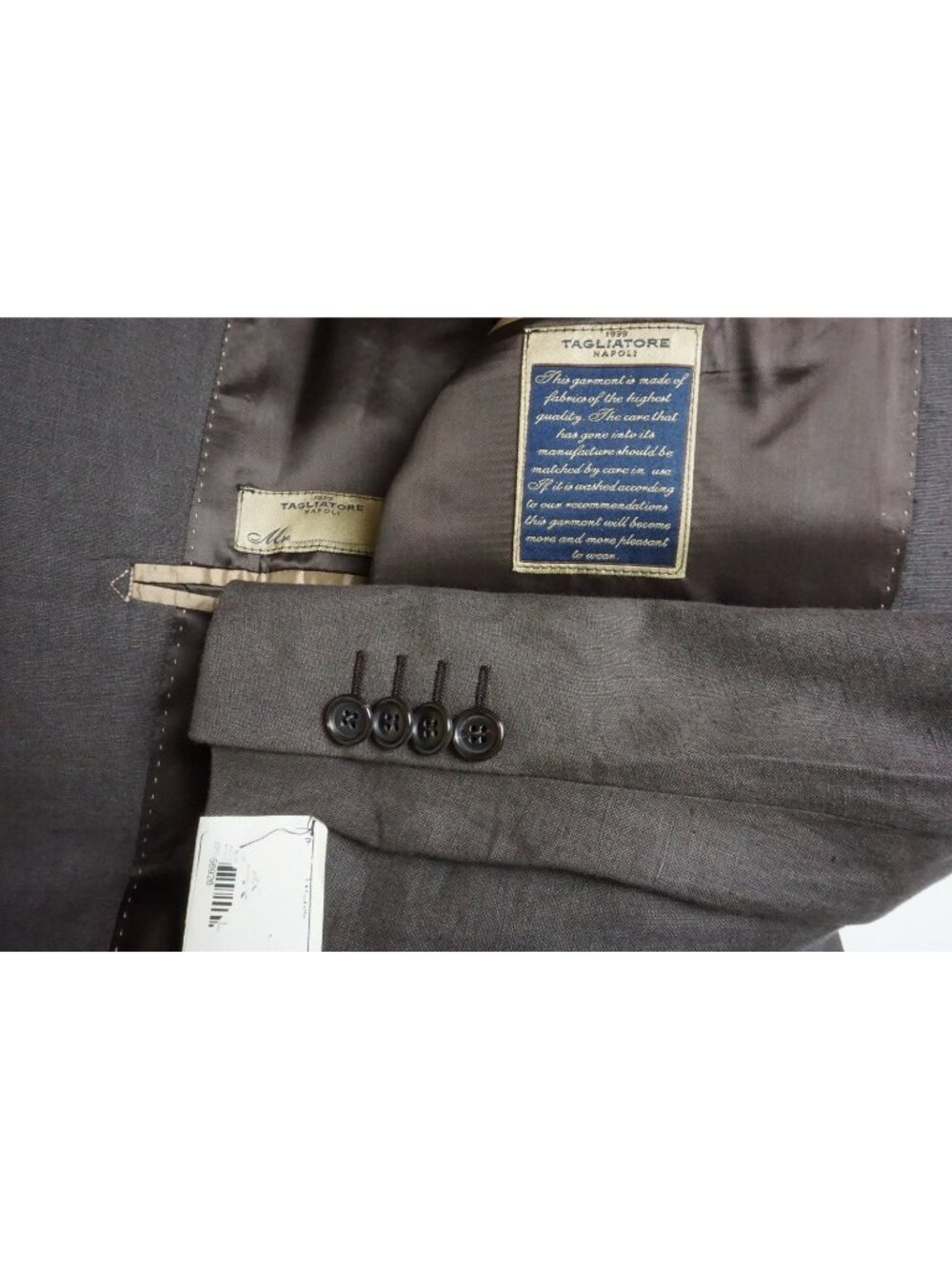 Tagliatore Napoli Brown 100% Linen  2 Pc Suit Jacket Pants Sz 38S Brand New